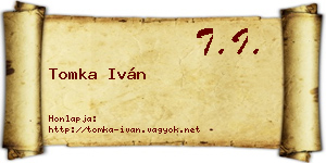Tomka Iván névjegykártya